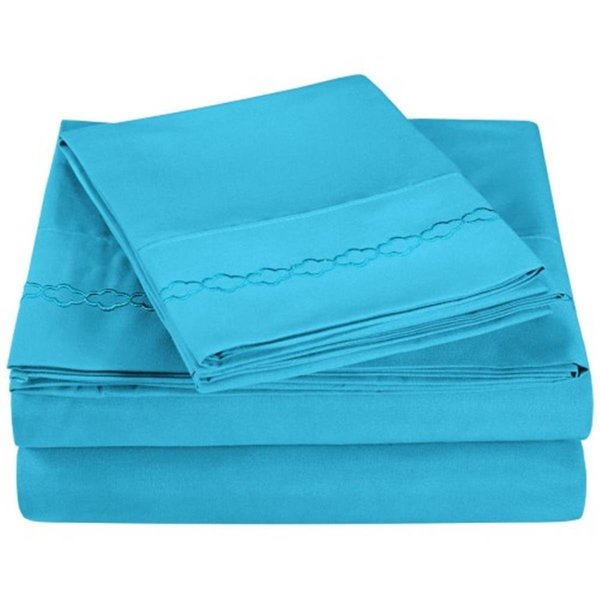 Luxor Treasures Luxor Treasures-Executive 3000 MF3000KGSH CLAQ Executive 3000 Series King Sheet Set; Clouds Embroidery - Aqua MF3000KGSH CLAQ